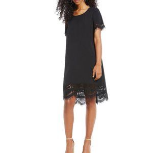 French Connection Navy Black Lace Shift Swing Dress